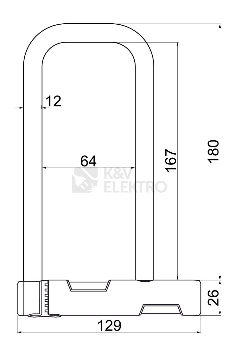 Obrázek produktu U-zámek na jízdní kolo, motocykl, vrata nebo 2-křídlé dveře s madly Richter RV.6134 2