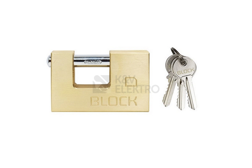Obrázek produktu Mosazný visací zámek s kartáčovaným povrchem Richter RV.BLOCK.90 0
