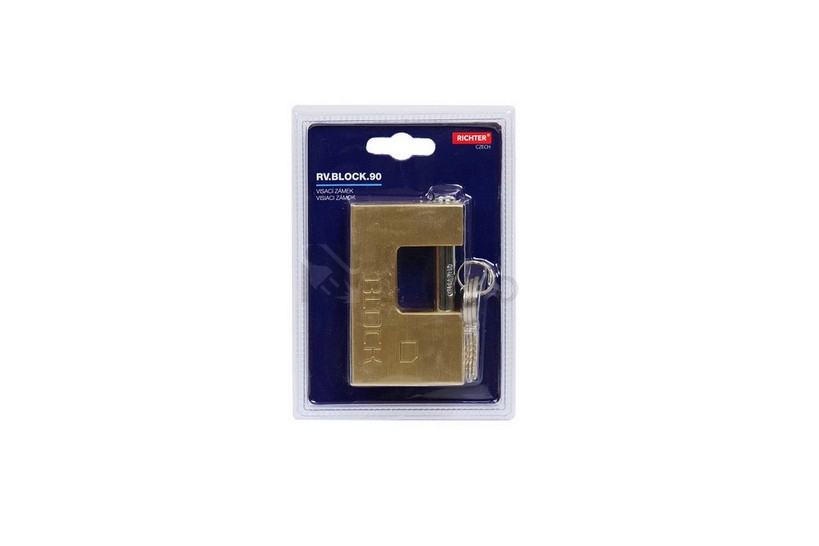 Obrázek produktu Mosazný visací zámek s kartáčovaným povrchem Richter RV.BLOCK.90 4