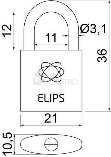 Obrázek produktu Mosazný visací zámek s jemně kartáčovaným povrchem Richter RV.ELIPS.20 2