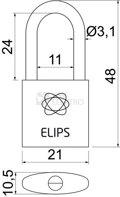 Obrázek produktu Mosazný visací zámek s jemně kartáčovaným povrchem Richter RV.ELIPS.20.PL 2