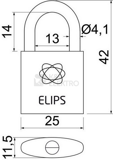Obrázek produktu Mosazný visací zámek s jemně kartáčovaným povrchem Richter RV.ELIPS.25 2