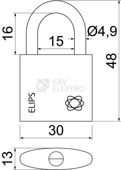 Obrázek produktu Mosazný visací zámek s jemně kartáčovaným povrchem Richter RV.ELIPS.30 2