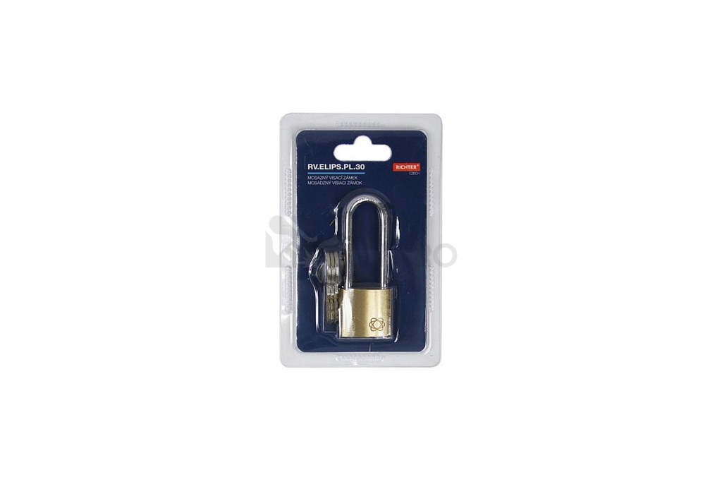 Obrázek produktu Mosazný visací zámek s jemně kartáčovaným povrchem Richter RV.ELIPS.30.PL 3