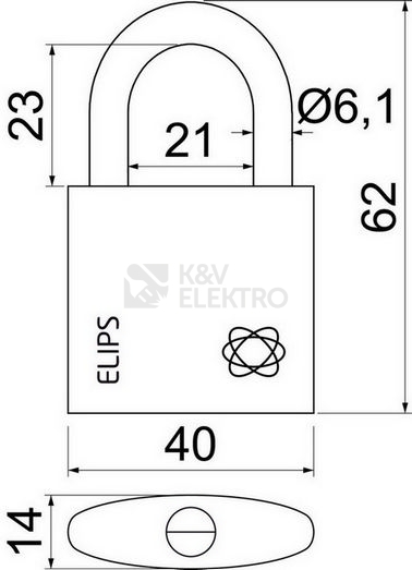 Obrázek produktu Mosazný visací zámek s jemně kartáčovaným povrchem Richter RV.ELIPS.40 2