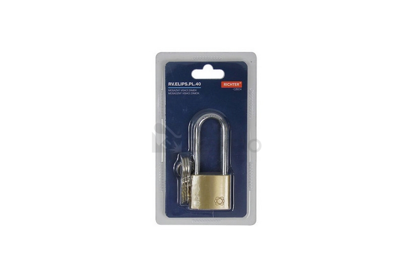 Obrázek produktu Mosazný visací zámek s jemně kartáčovaným povrchem Richter RV.ELIPS.40.PL 3