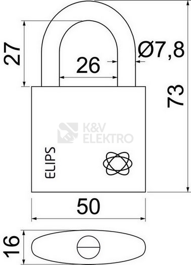 Obrázek produktu Mosazný visací zámek s jemně kartáčovaným povrchem Richter RV.ELIPS.50 2