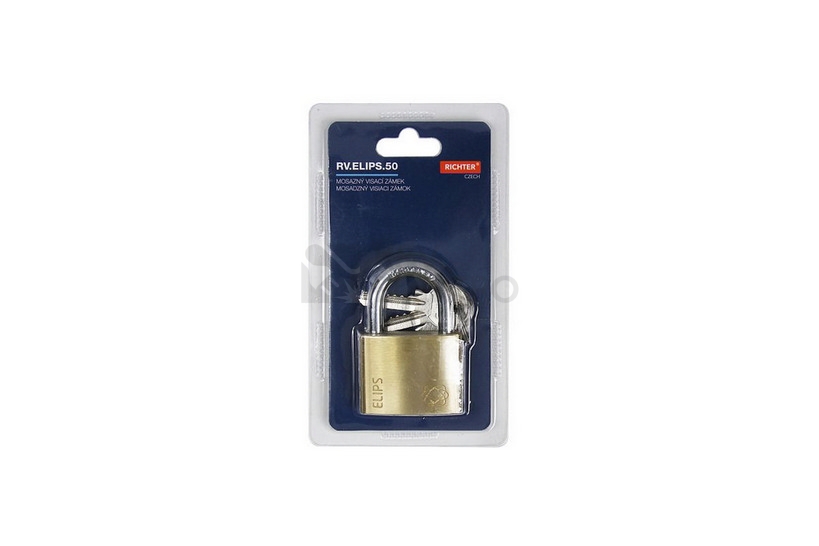 Obrázek produktu Mosazný visací zámek s jemně kartáčovaným povrchem Richter RV.ELIPS.50 3