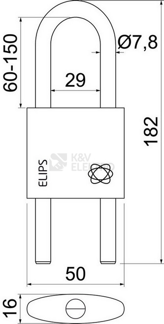 Obrázek produktu Mosazný visací zámek s jemně kartáčovaným povrchem Richter RV.ELIPS.MOD.50 2