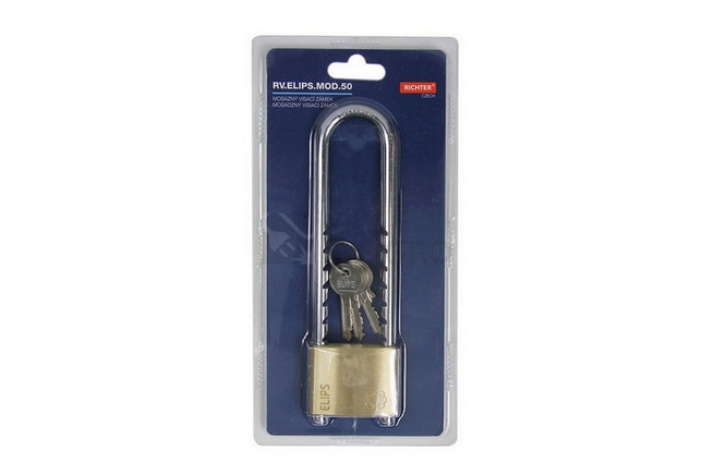 Obrázek produktu Mosazný visací zámek s jemně kartáčovaným povrchem Richter RV.ELIPS.MOD.50 3