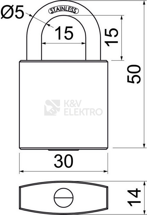 Obrázek produktu Nerezový visací zámek s jemně kartáčovaným povrchem Richter RV.MARINA.30 2