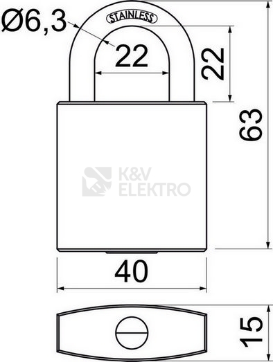 Obrázek produktu Nerezový visací zámek s jemně kartáčovaným povrchem Richter RV.MARINA.40 2