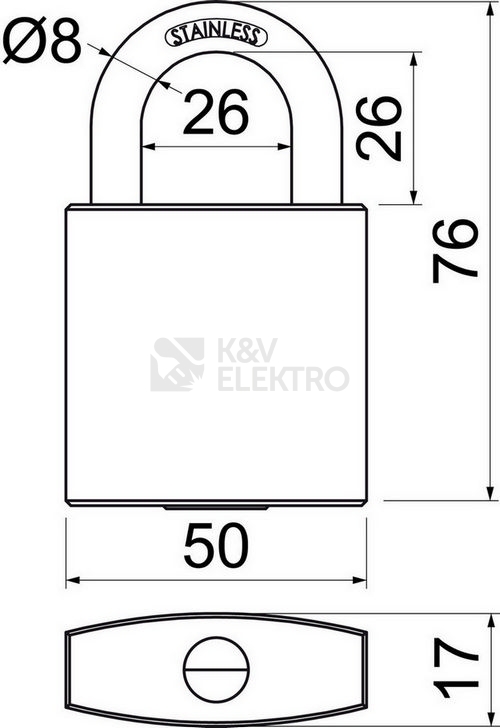 Obrázek produktu Nerezový visací zámek s jemně kartáčovaným povrchem Richter RV.MARINA.50 2