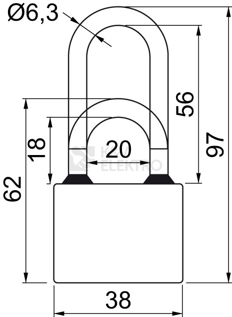 Obrázek produktu Set 3 ks visacích zámků na společný uzávěr SU Richter RV.OVAL.38.SET3 1