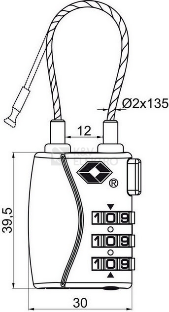 Obrázek produktu Kódový cestovní TSA lankový zámek na zavazadla Richter RV.TSA.719.STR 2