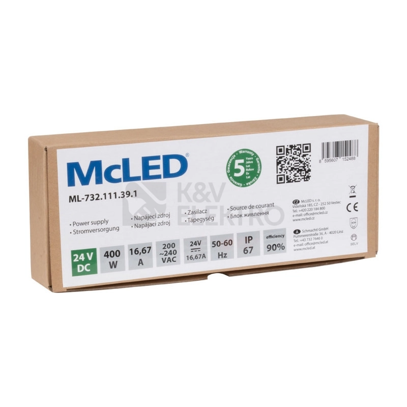 Obrázek produktu LED napájecí zdroj McLED 24VDC 16,67A 400W ML-732.111.39.1 2