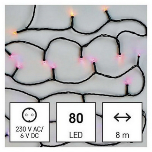 Vánoční osvětlení EMOS GoSmart (WiFi) D4ZR01 80LED řetěz 8m RGB 64 programů s časovačem