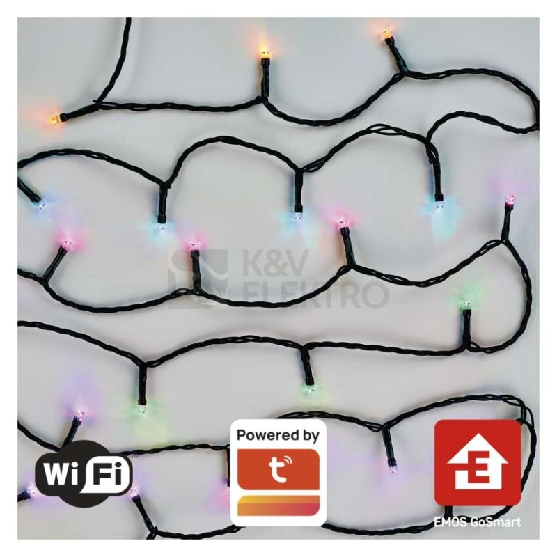 Obrázek produktu Vánoční osvětlení EMOS GoSmart (WiFi) D4ZR01 80LED řetěz 8m RGB 64 programů s časovačem 4