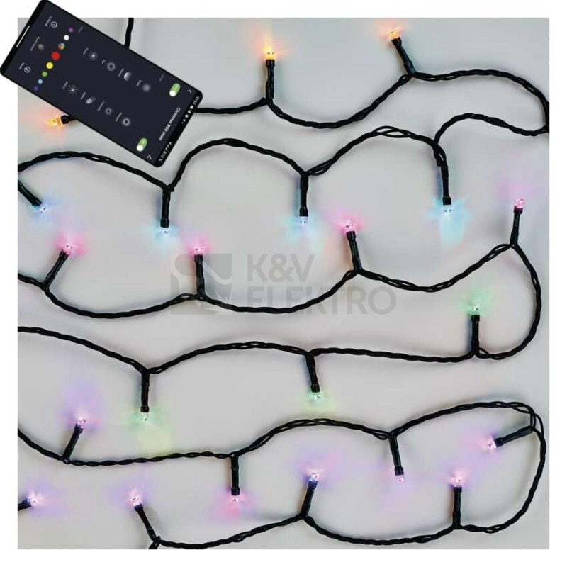 Obrázek produktu Vánoční osvětlení EMOS GoSmart (WiFi) D4ZR01 80LED řetěz 8m RGB 64 programů s časovačem 11