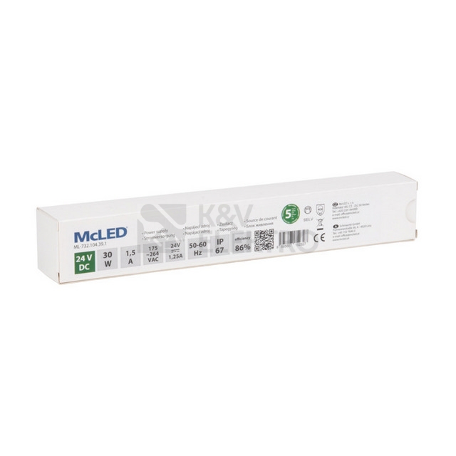 Obrázek produktu LED napájecí zdroj McLED 24VDC 1,25A 30W ML-732.104.39.1 2