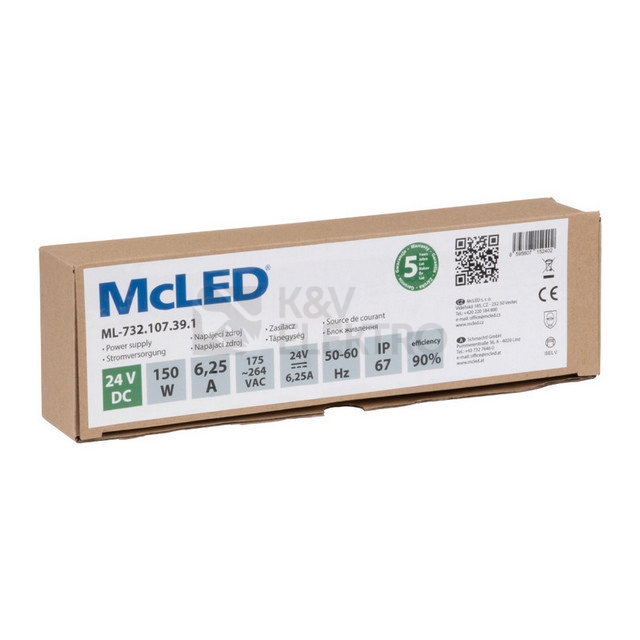 Obrázek produktu LED napájecí zdroj McLED 24VDC 6,25A 150W ML-732.107.39.1 2