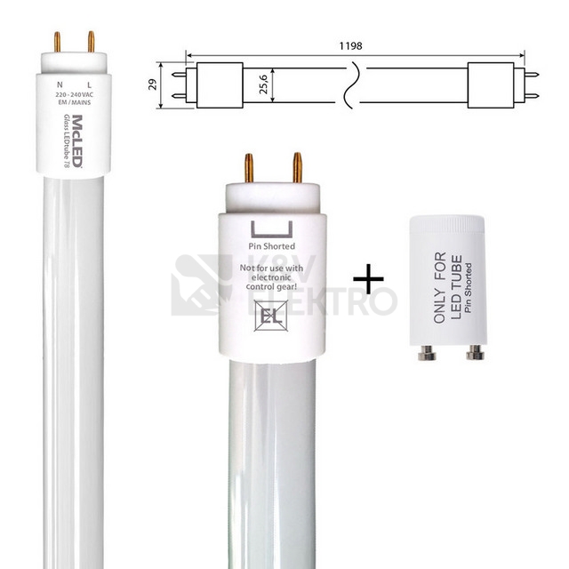 Obrázek produktu  LED trubice zářivka McLED GLASS LEDTUBE 120cm 14W (36W) T8 G13 neutrální bílá ML-331.070.89.0 EM/230V 6
