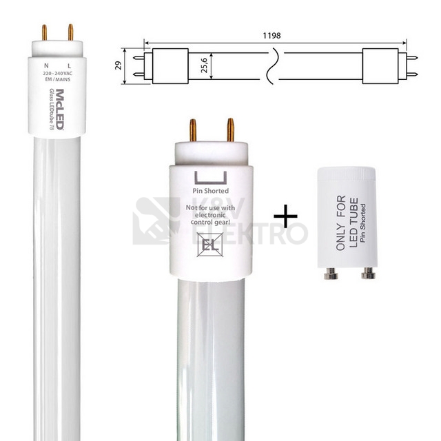 Obrázek produktu  LED trubice zářivka McLED GLASS LEDTUBE 120cm 14W (36W) T8 G13 neutrální bílá ML-331.070.89.0 EM/230V 12
