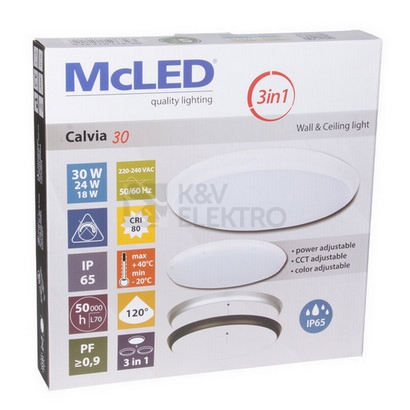 Obrázek produktu LED svítidlo McLED Calvia 30 18/24/30W CCT 3000/4000/6000K IP65 bílá/černá/stříbrná ML-411.012.42.0 7