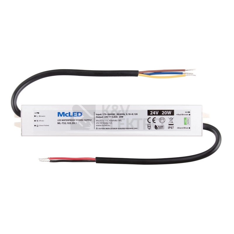 Obrázek produktu LED napájecí zdroj McLED 24VDC 0,83A 20W ML-732.103.39.1 0
