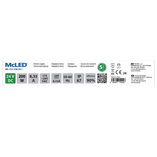 LED napájecí zdroj McLED 24VDC 8,33A 200W ML-732.108.39.1 (obrázek 4)