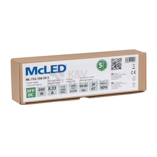 Obrázek produktu LED napájecí zdroj McLED 24VDC 8,33A 200W ML-732.108.39.1 2