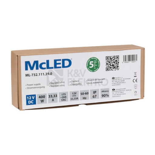 Obrázek produktu LED napájecí zdroj McLED 12VDC 33,33A 400W ML-732.111.39.0 2