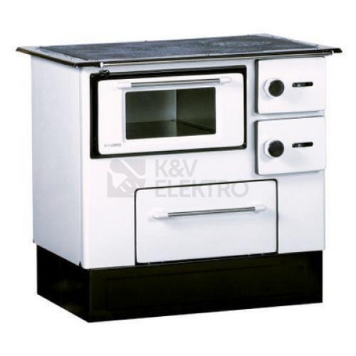Sporák na tuhá paliva ALFA PLAM REGULAR 46 ECO 5kW bílá LEVÉ boční vývod horní vývod 5120120 642301