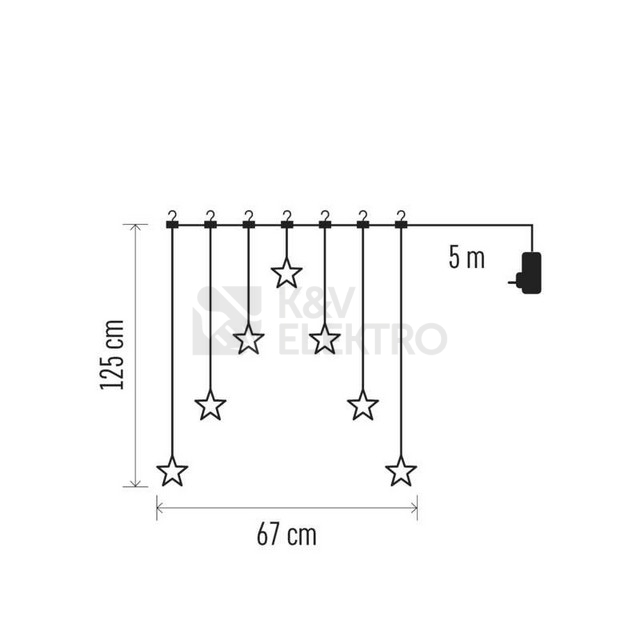 Obrázek produktu LED vánoční závěs EMOS DCGW14 hvězdy 67x125cm vnitřní použitíteplá bílá 4