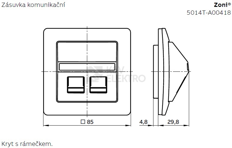 Obrázek produktu ABB Zoni kryt datové zásuvky bílá 5014T-A00418 500 1