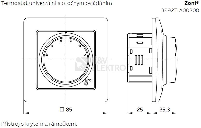 Obrázek produktu ABB Zoni kryt termostatu matná černá 3292T-A00300 237 1