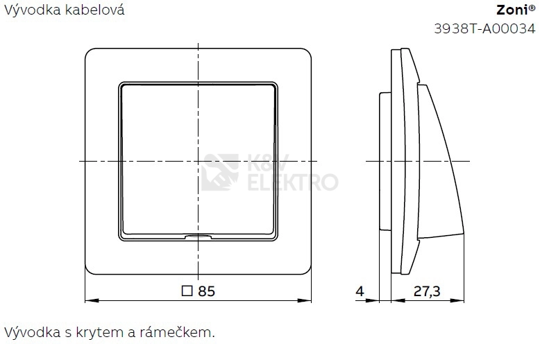 Obrázek produktu ABB Zoni multimediální zásuvka/kryt/záslepka greige 3938T-A00034 244 (2CHT480034A4244) 1