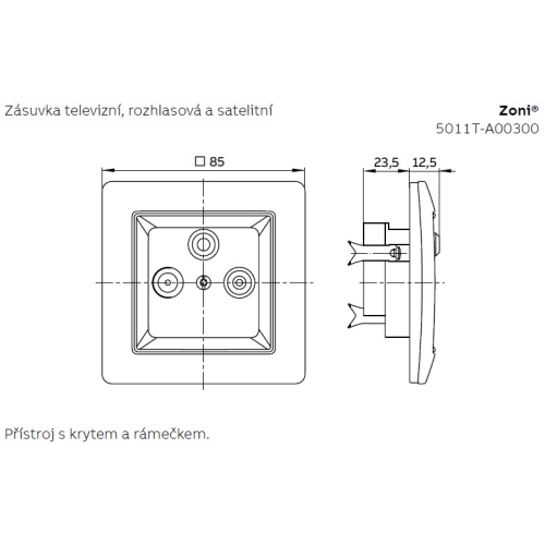 ABB Zoni multimediální zásuvka/kryt/záslepka greige 5011T-A00300 244 (2CHT080300A4244)