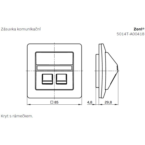 ABB Zoni kryt datové zásuvky šedá 5014T-A00418 241 (2CHT290418A4241)