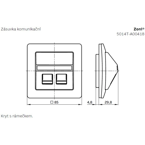 ABB Zoni kryt datové zásuvky šedá 5014T-A00418 241 (2CHT290418A4241) (obrázek 3)