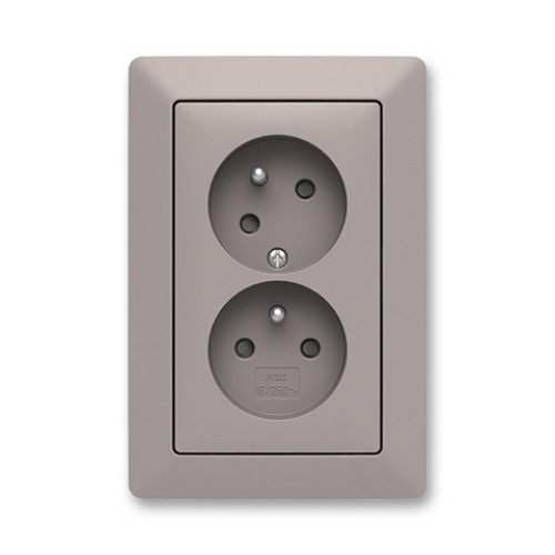 ABB Zoni dvojzásuvka greige/bílé okraje 5513T-C02357 144 s clonkami (2CHT132357C4144)