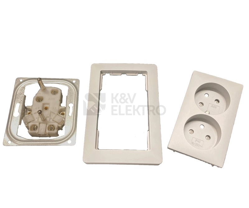 Obrázek produktu ABB Zoni dvojzásuvka matná bílá 5513T-C02357 240 s clonkami (2CHT132357C4240) 2