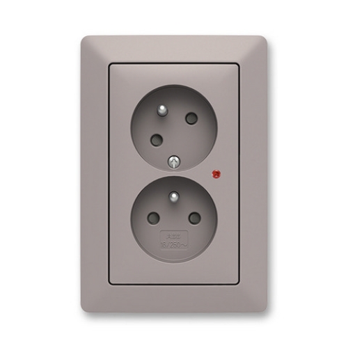 ABB Zoni dvojzásuvka greige/bílé okraje 5593T-C02357 144 s přepěťovou ochranou (2CHT922357C4144)