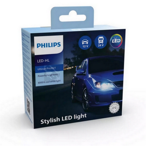 Autožárovky Philips H1-LED Ultinon Pro3021 12/24V 19W P14,5s 11258U3021X2 (v balení 2ks)
