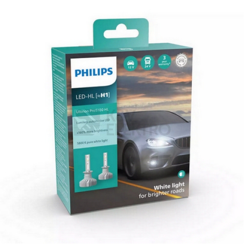 Autožárovky Philips HL H1-LED Ultinon Pro5100 12/24V 12W P14,5s 11258U51X2 (v balení 2ks)