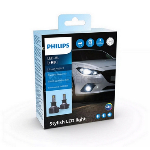 Autožárovky Philips HL H3-LED Ultinon Pro3022 12/24V 20W PK22s 11336U3022X2 (v balení 2ks)