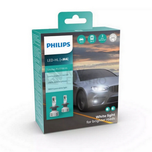 Autožárovky Philips HL H4-LED Ultinon Pro5100 12/24V 12W P43t-38 11342U51X2 (v balení 2ks)