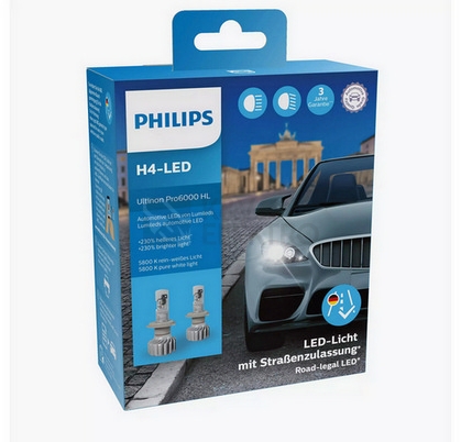 Obrázek produktu Autožárovky Philips H4-LED Ultinon Pro6000 12V 18W P43t 11342U6000X2 (v balení 2ks) 0