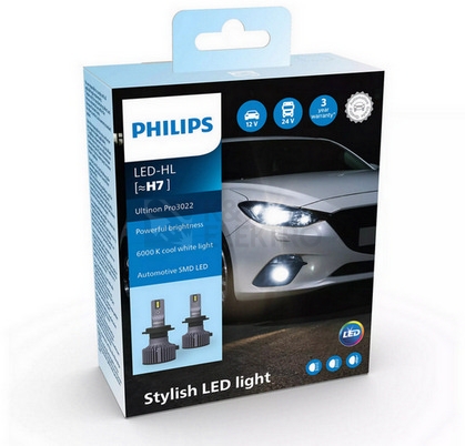 Obrázek produktu Autožárovky Philips HL H7-LED Ultinon Pro3022 12/24V 20W PX426d 11972U3022X2 (v balení 2ks) 0