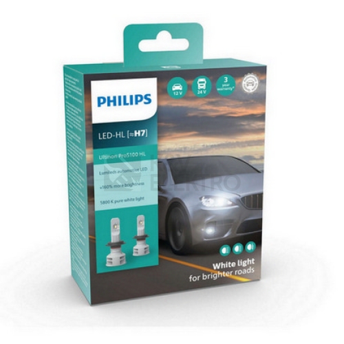 Autožárovky Philips HL H7-LED Ultinon Pro5100 12/24V 12W PX26d 11972U51X2 (v balení 2ks)